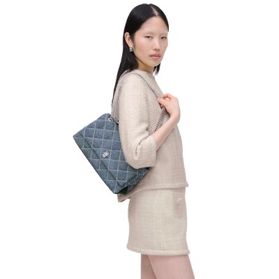 THE QUILTED DENIM DUAL CONVERTIBLE SHOULDER BAG